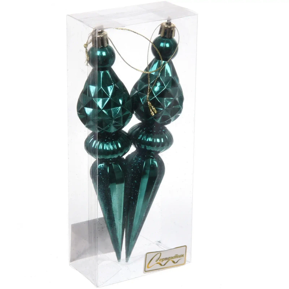 Ёлочные игрушки «Сказочная сосулька» 17,8 см, Изумруд (набор 2 шт)