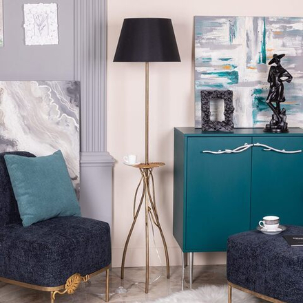 Светильник напольный торшер Нимфея с абажуром Сити-2 Черный