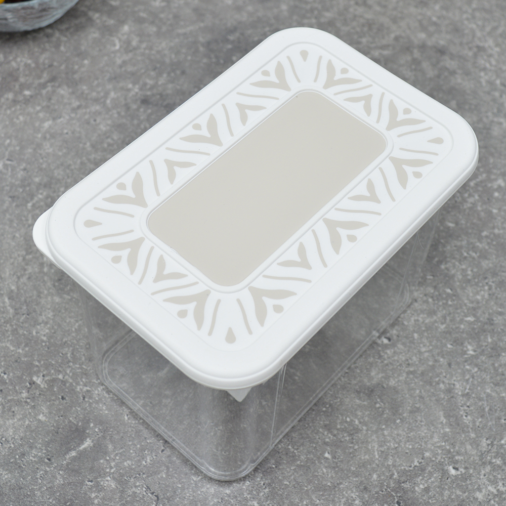 Банка для сыпучих продуктов 1,4л "Эстетика" прямоугольная (бело-бежевый)