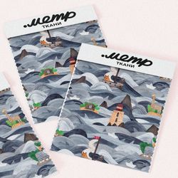 Ткань ниагара морские объекты на волнах