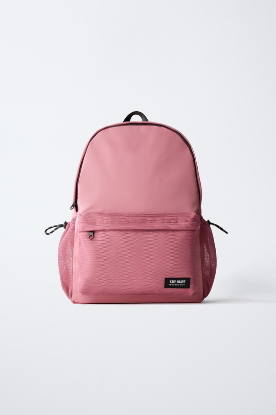 ZARA ШКОЛЬНЫЙ РЮКЗАК С СЕТКОЙ, РОЗОВЫЙ
