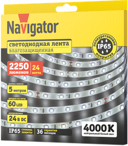 СД Лента Navigator 95 306 NLS-2835W60-4.8-IP65-24V 5м