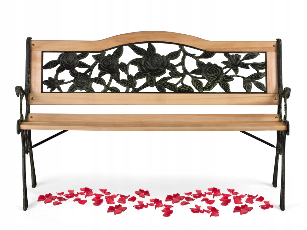 Уличная чугунная скамейка Садовая роза (Garden rose), чугун, лакированный тополь