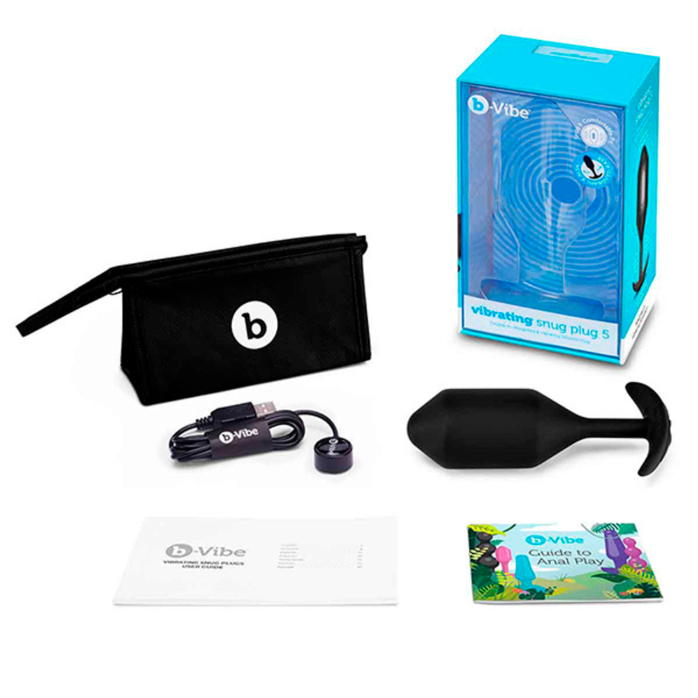 Черная вибропробка для ношения 16,5см b-Vibe Vibrating Snug Plug 5 BV-036-BLK