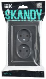 SKANDY Розетка 2-местная без заземления без защитных шторок для плоской вилки 10А SK-R03G стекло графит IEK