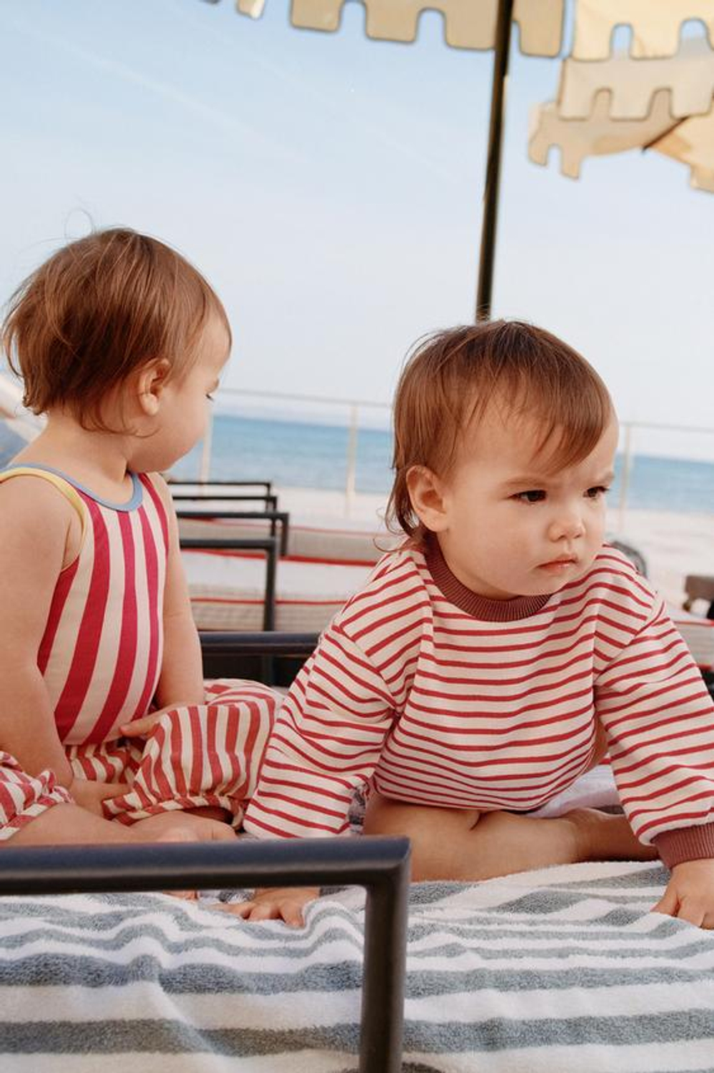 ZARA TIMELESS - БРЮКИ BAGGY ИЗ ТВИЛА В ПОЛОСКУ, КРАСНЫЙ