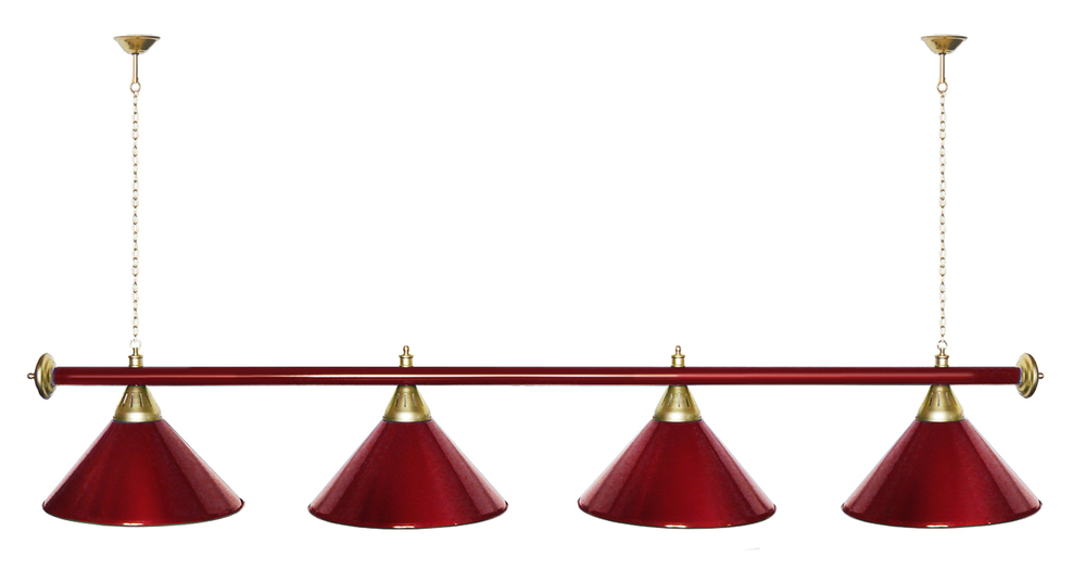 Лампа STARTBILLIARDS 4 пл. (плафоны зеленые,штанга зеленая,фурнитура золото)