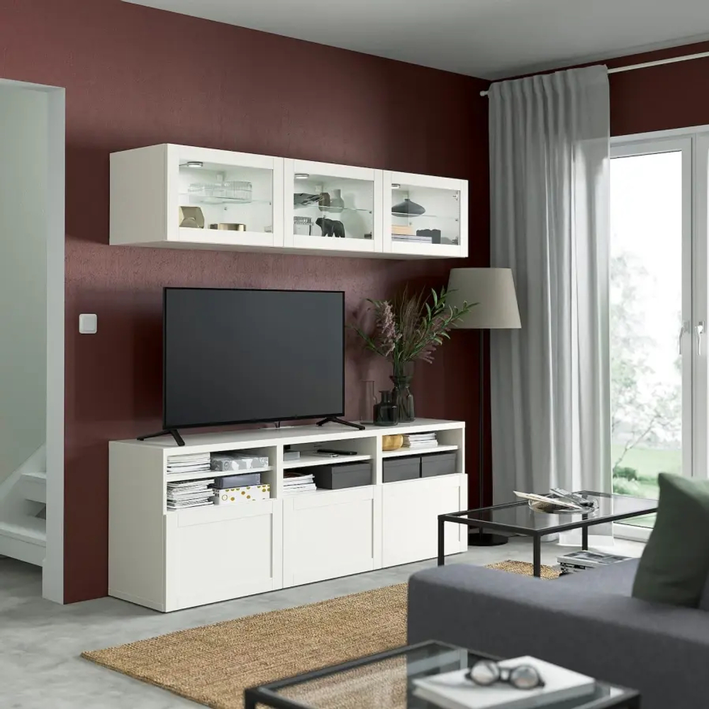 Комбинация для хранения ТВ - IKEA BESTÅ/BESTA, 192x42x180см, белый, БЕСТО ИКЕА