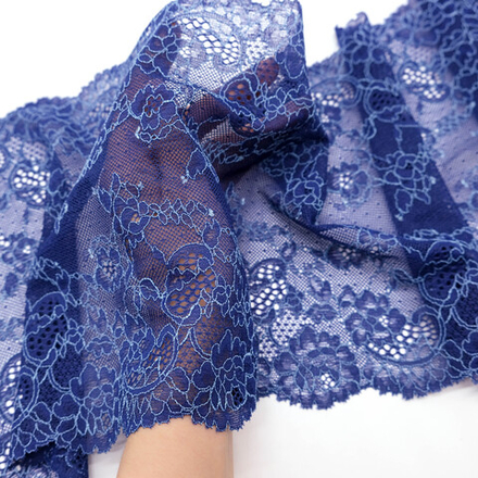 Кружево эластичное ВАСИЛЕК С ГОЛУБОЙ НИТЬЮ, 20,5см