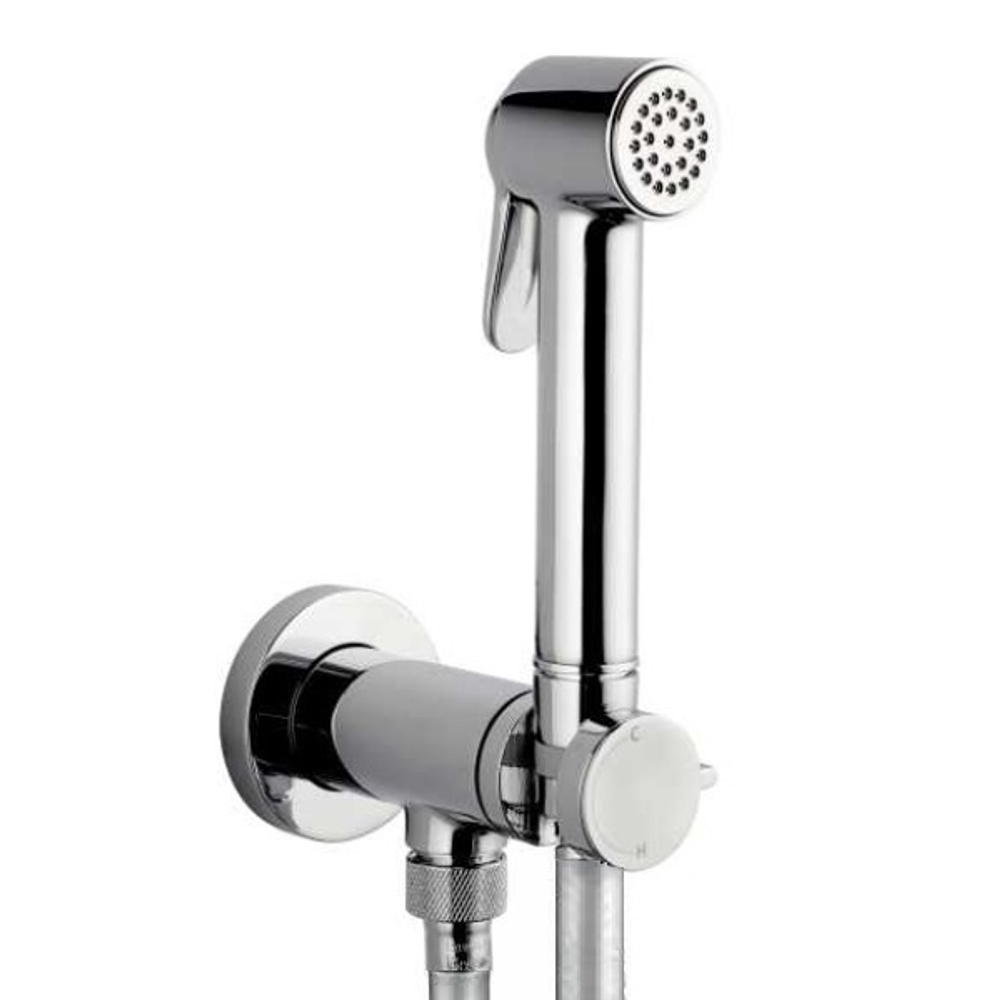 Bossini Paloma Brass Mixer Set гигиенический комплект: смеситель прогрессивный, душ, шланг 1250 мм, держатель с шланговым подключением, цвет хром