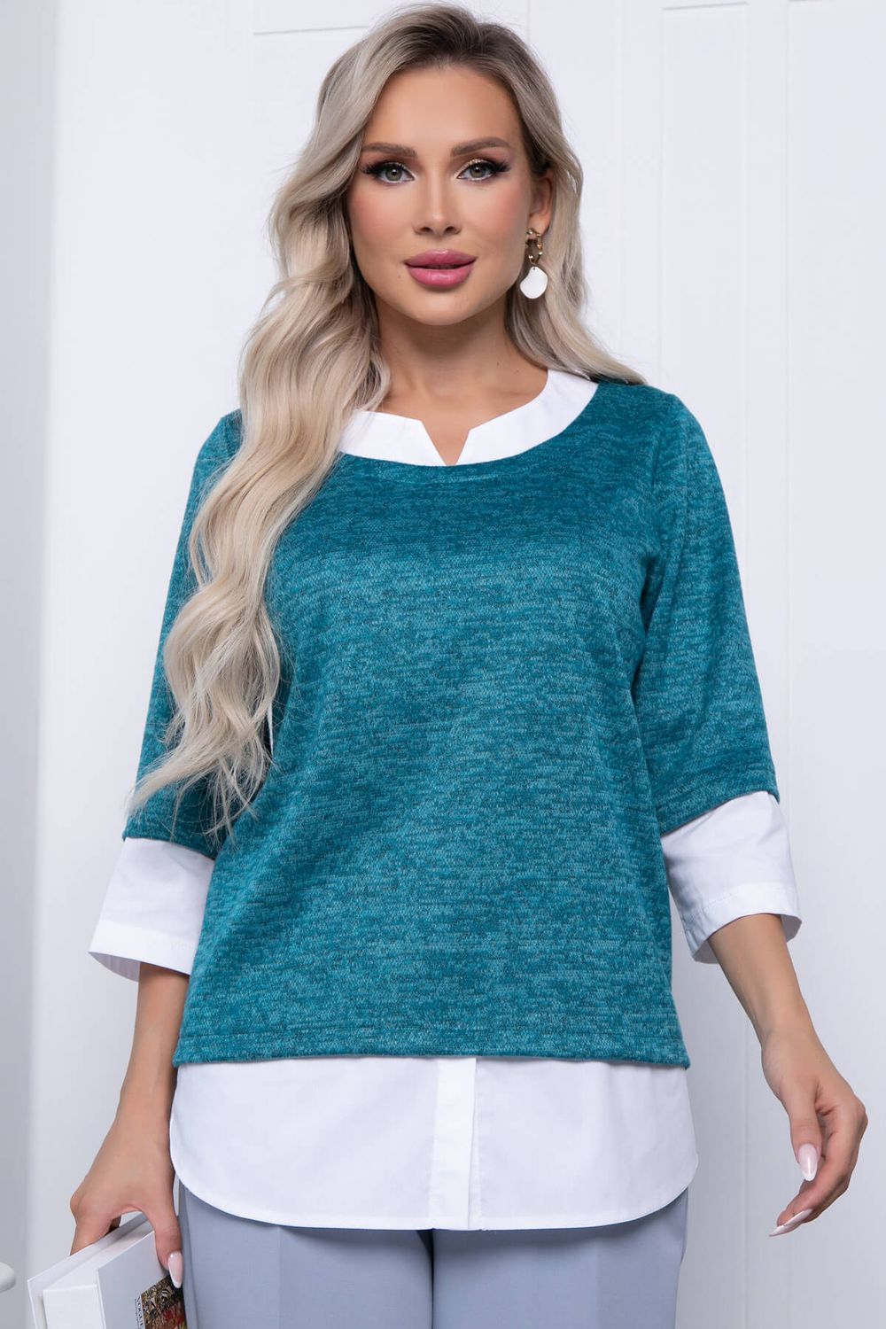 Джемпер "Нежный акцент" Б7252 (зеленое море) LT Collection (Акция)