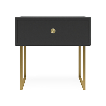 Тумба прикроватная на ножках ROYAL 5301 эко (Черный-Золото-р.золото)