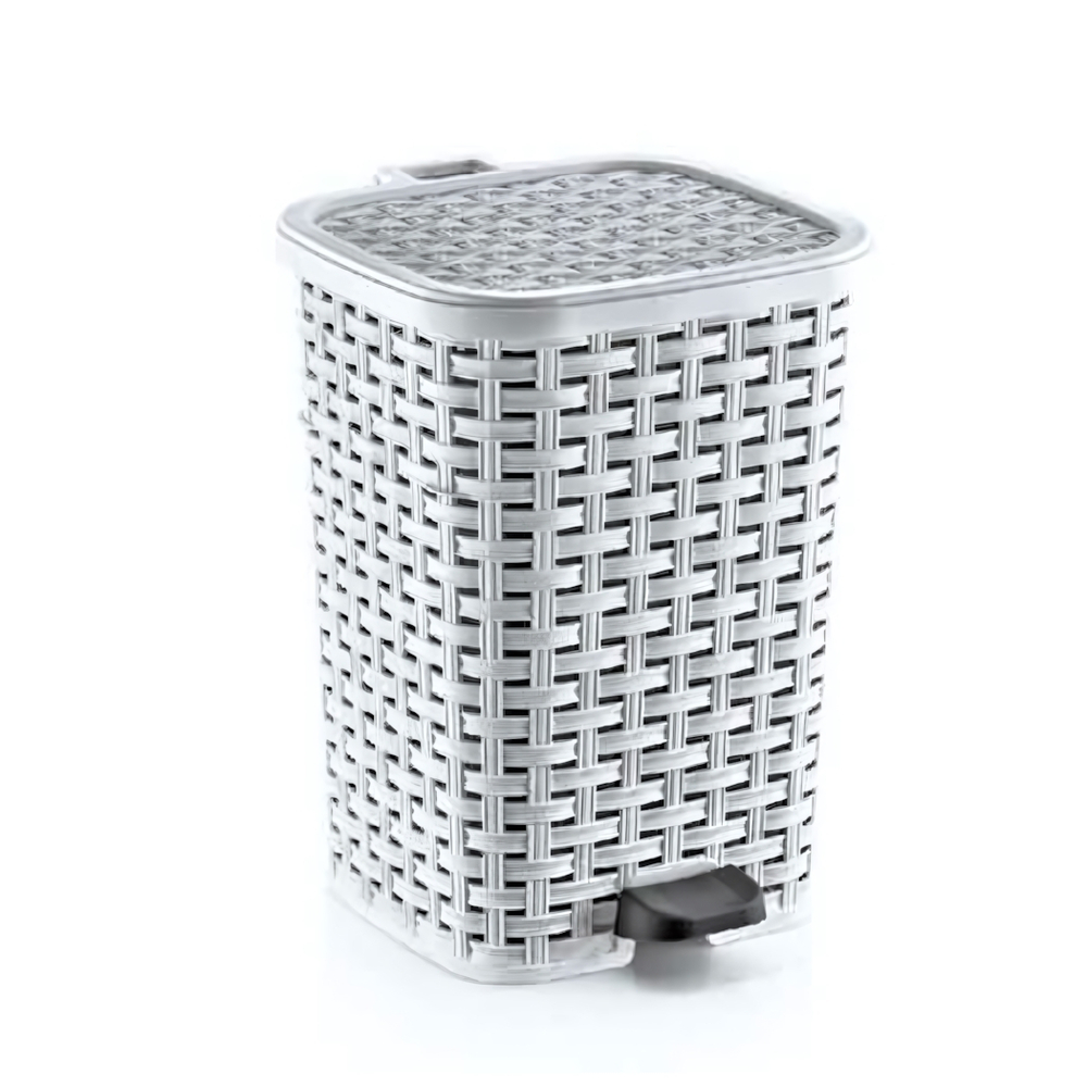 Мусорное ведро с педалью 6 лт ПЛЕТЁНОЕ белый
