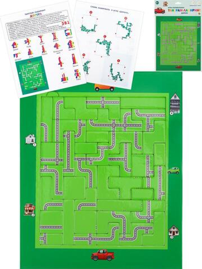 Рамка-вкладыш Танграм-лабиринт "Дорога" (39 деталей) П-2661