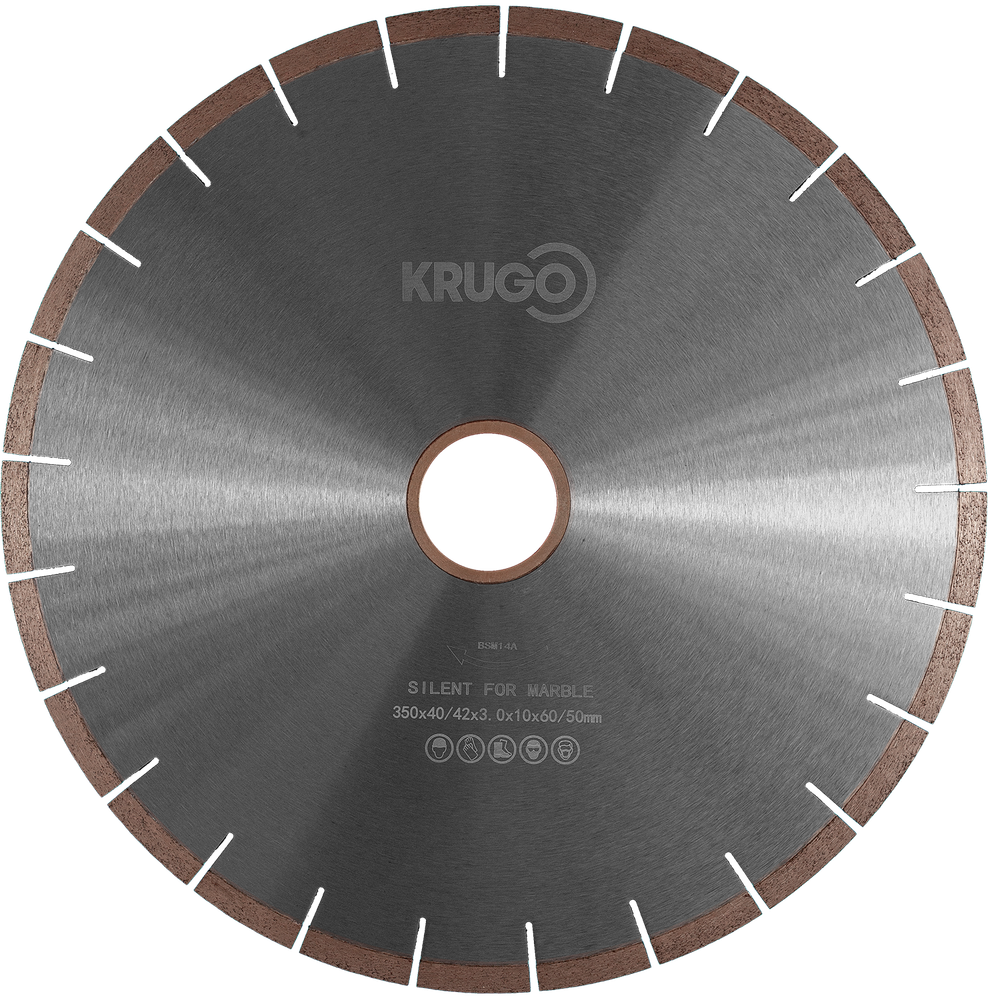 Диск алмазный сегментный по мрамору, бесшумный KRUGO 350x40/42x3,0x60x10mm, BSM14A