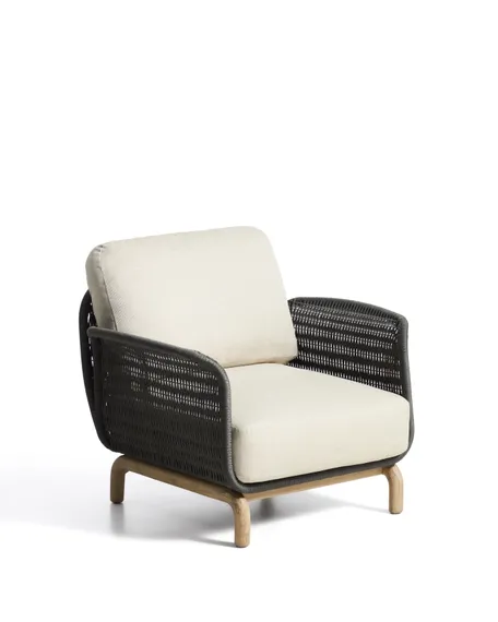 Уличное кресло Alipa из акации и веревки темно-серого цвета