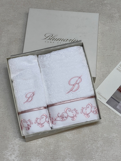 Набор полотенец 2шт Blumarine Emmanuela Rosa белый с розовым