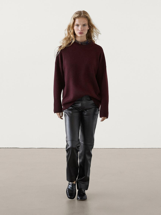 Massimo Dutti Свитер из смесовой шерсти, гранатовый