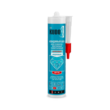 Клей KUDO ремонтно-монтажный  'Невидимый шов'  универсальный на акриловой основе, прозрачный, 280 мл