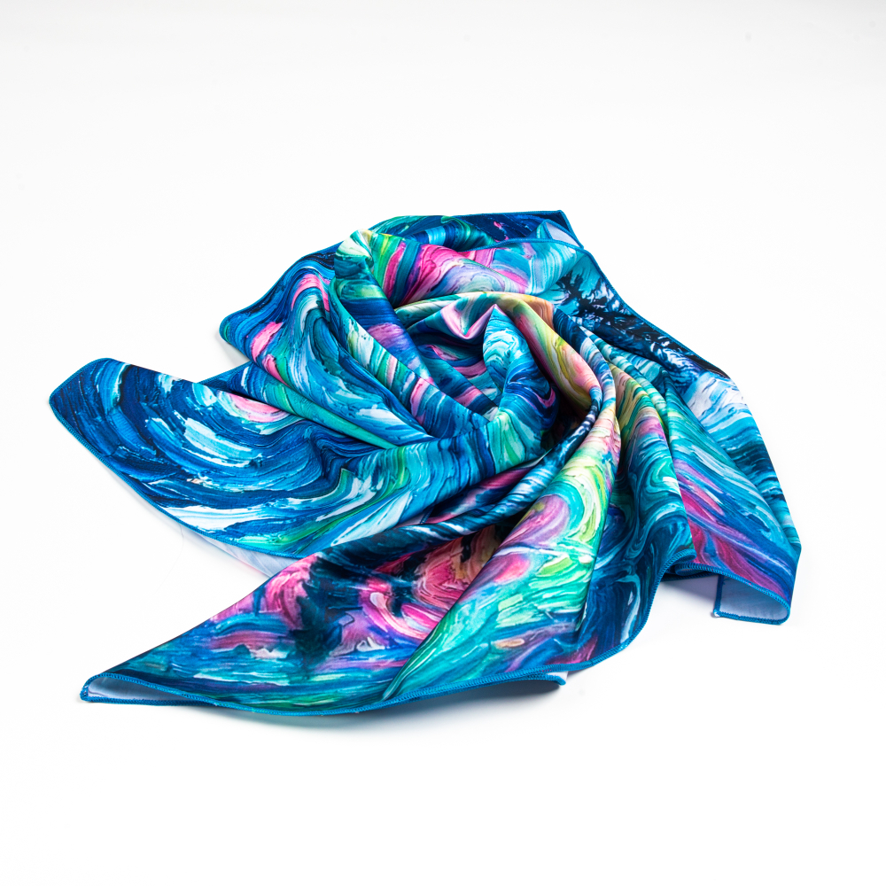 Шейный платок «Северное сияние Ван Гога», 70×70 см