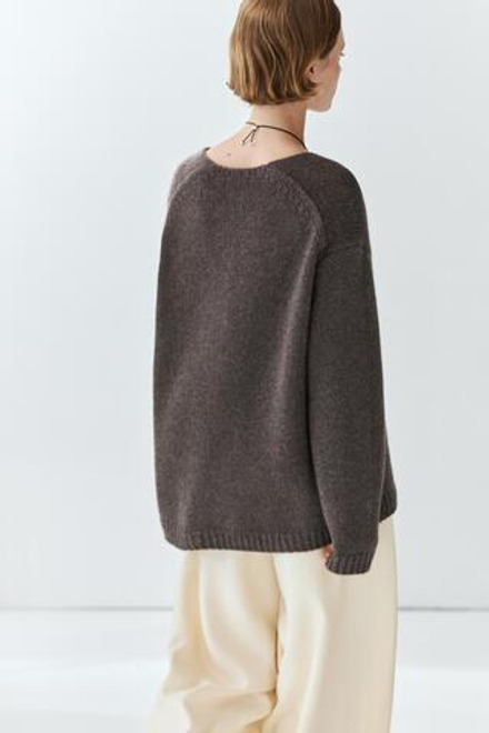 Massimo Dutti Свитер из 100% кашемира с V-образным вырезом, пестро-коричневый