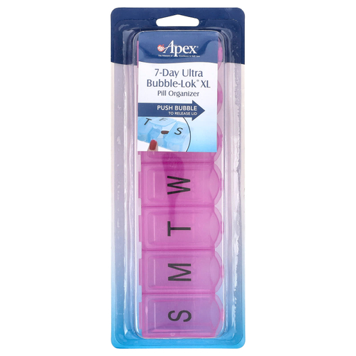 Apex, 7-дневный органайзер для таблеток Ultra Bubble-Lok, XL, 1 таблетница