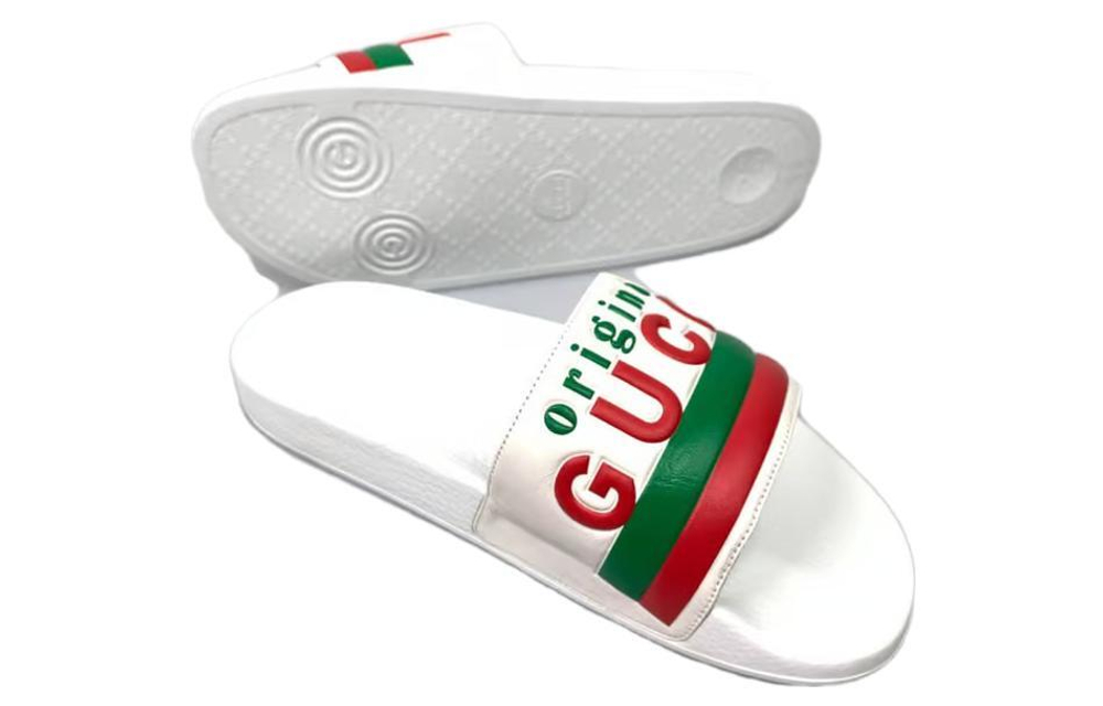 GUCCI Gucci Original Comfortable and versatile fashion sandals men's white, green and red