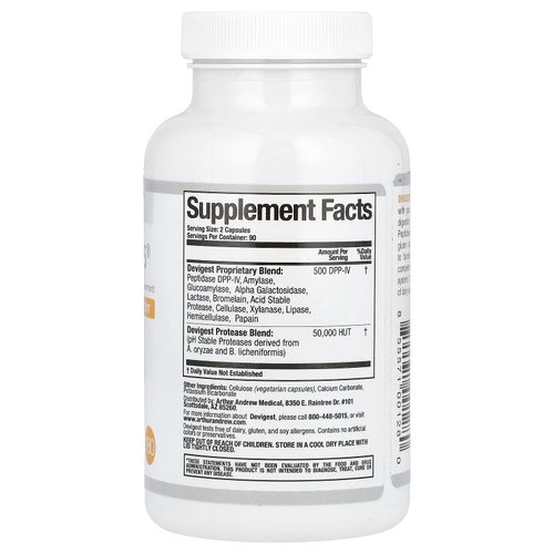 Arthur Andrew Medical, Devigest ADS®, поддержка для улучшения пищеварения, 180 капсул