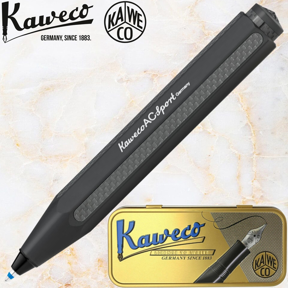 Ручка шариковая KAWECO AC Sport Black (10002280) 1.0 мм, корпус из алюминия и карбона