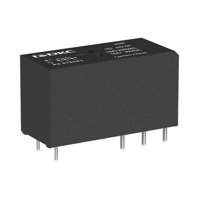 Реле миниатюрное низкопрофильное, 2CO, ком. ток 8А, AgSnO2, напряжение 24V DC