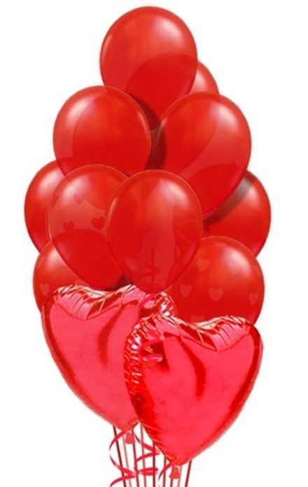 Букет шаров "Два сердца" красные
