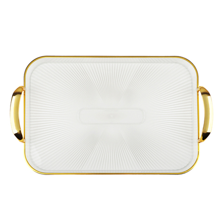 Поднос прямоугольный с ручками с золотой каемкой 42,5x27x3см РЕТ