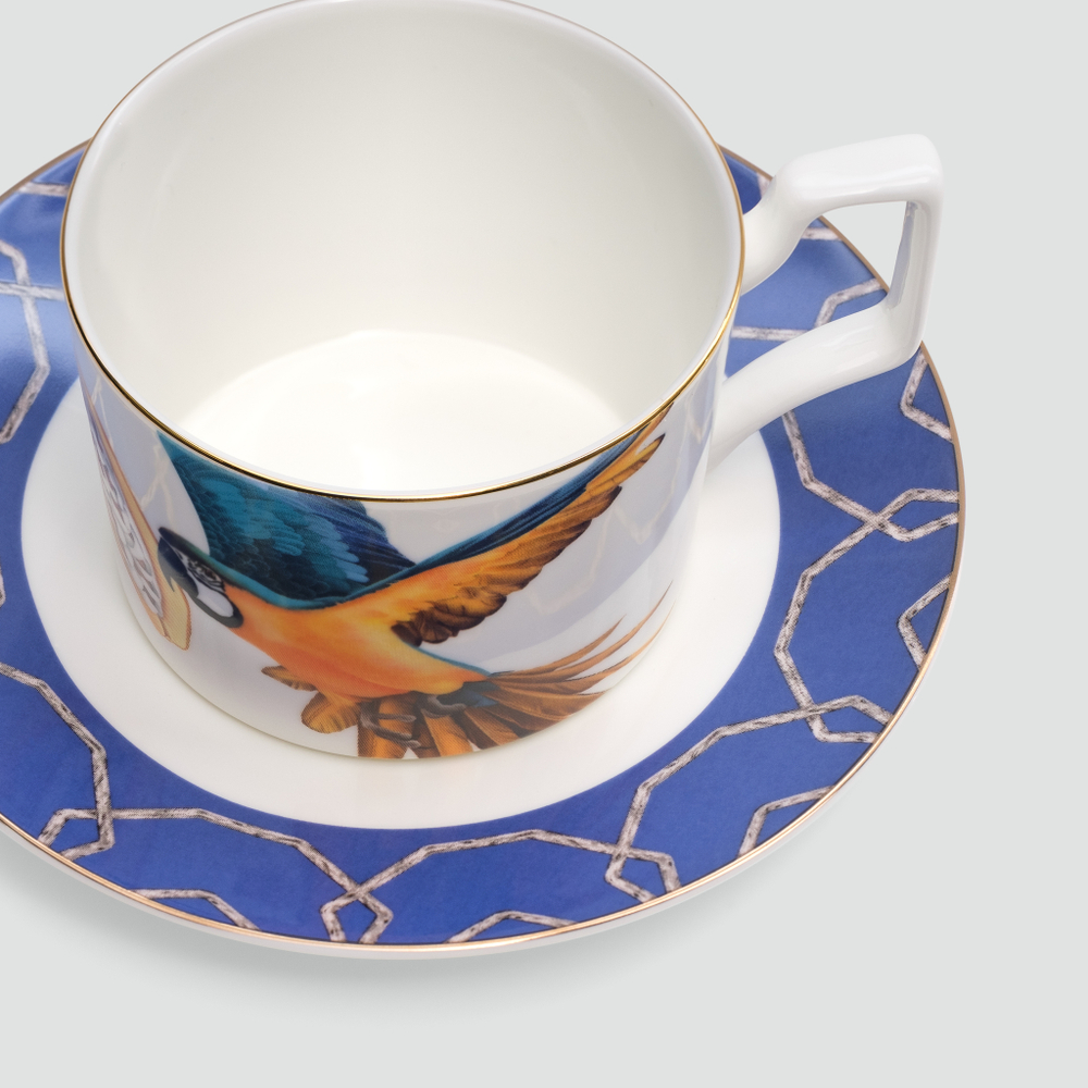 Чайная пара Farforite «Попугай / Амазония» 250 мл в подарочной коробке