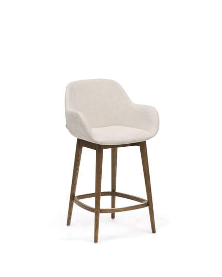 Полубарный стул Konna 65 см бежевый с ножками из темного ясеня