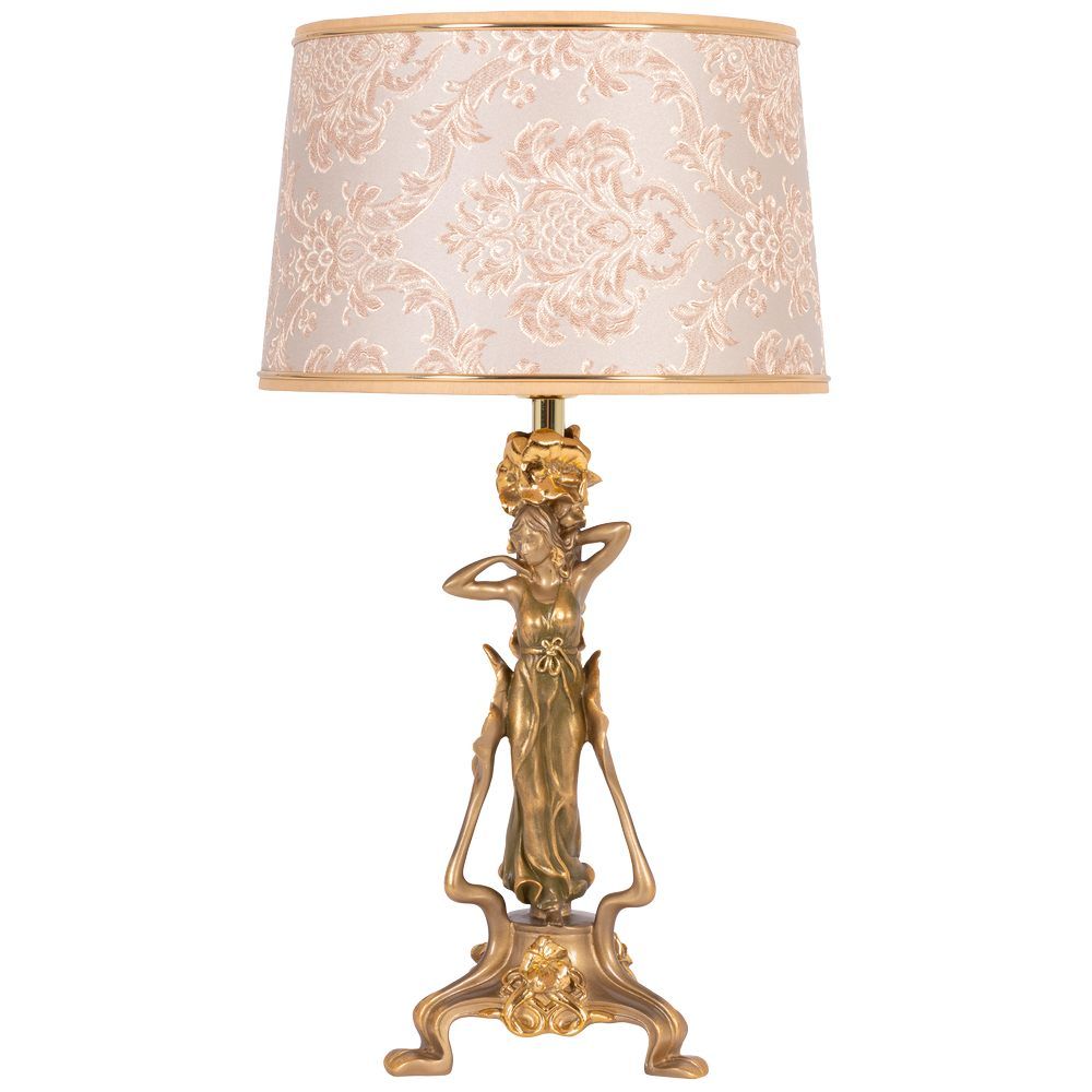 Настольная лампа Флора Бронза с абажуром Тюссо Vatican (Ватикан) Крем