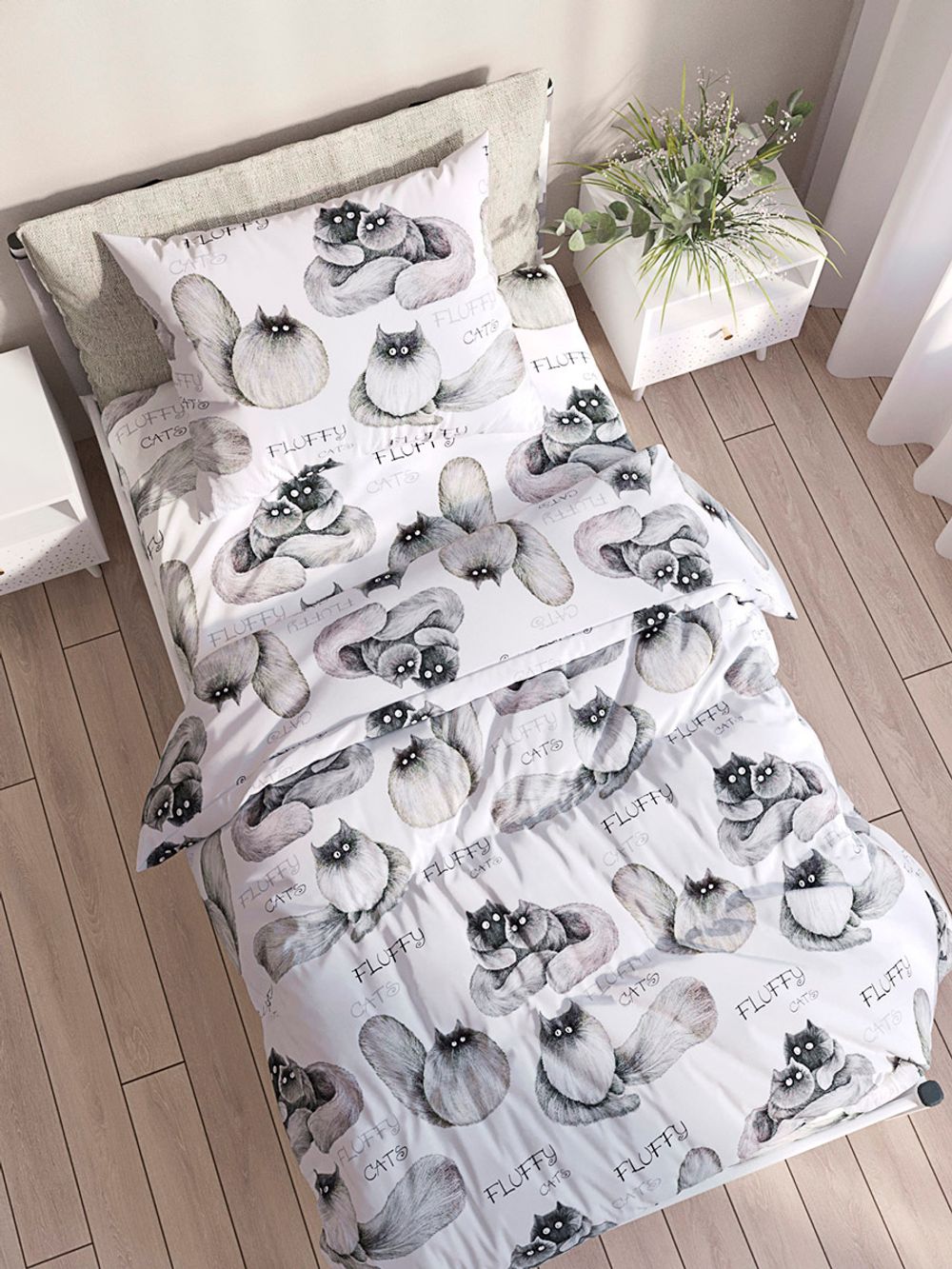 Простынь на резинке Сказка "Флиппи" 90х200 см, поплин