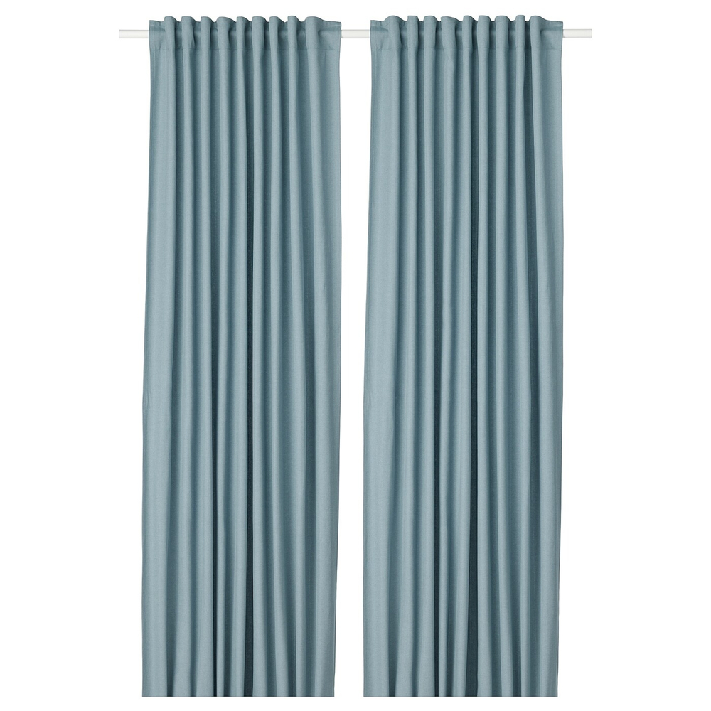 IKEA TIBAST  (ИКЕА ТИБАСТ)  -  Штора, 2 шт, на ленте/синий, 145x300 см