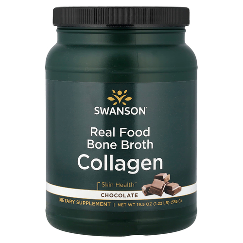 Swanson, Real Food Bone Broth Collagen, шоколад, 555 г (1,22 фунта)