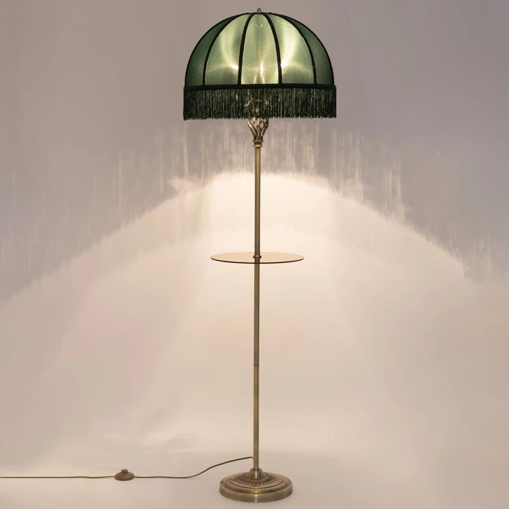 Citilux Базель CL407932T Торшер бронза со столиком и зелёным абажуром