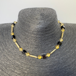 Чокер бижутерия «Золотой акцент» с цитрином и агатом