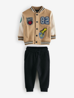 Бомбер и джоггеры в комплекте для мальчика Next B90-449, Бежевый, Черный
