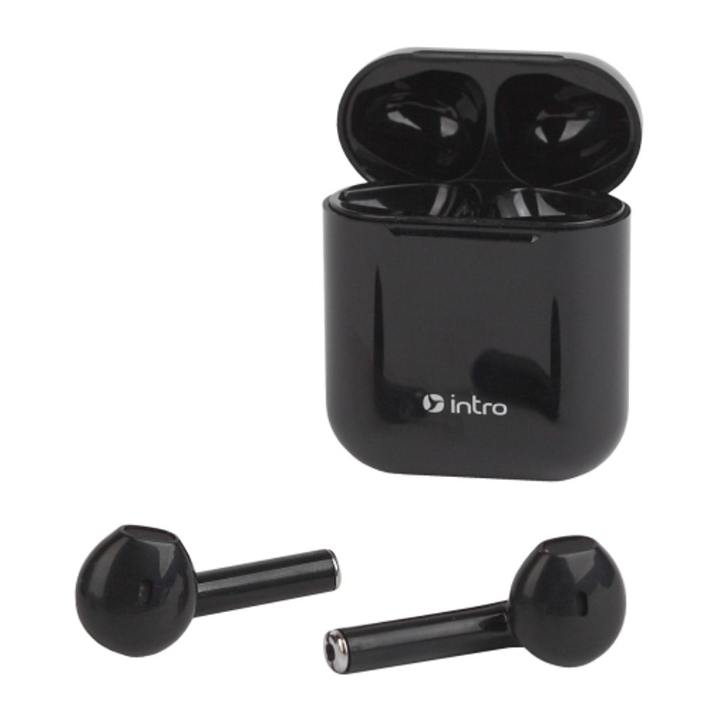 Наушники беспроводные Intro HSW790 bluetooth с зарядным боксом вкладыши черные | Intro Bluetooth гарнитуры