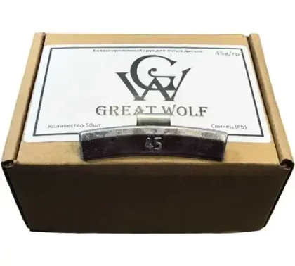 Great Wolf Балансировочный груз для литых дисков 45гр. Great Wolf BW-45. Коробка 50шт.