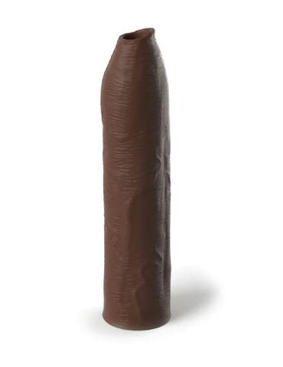 Коричневая насадка-удлинитель Uncut Silicone Penis Enhancer - 17,8 см. (Цвет: коричневый)