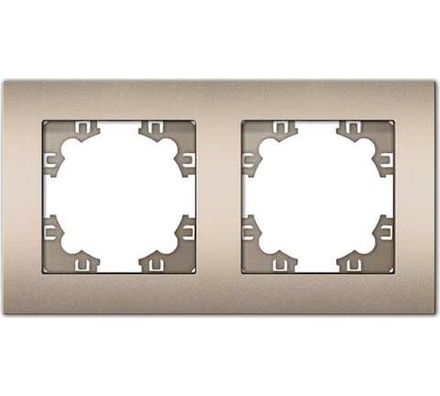 Рамка двухместная горизонтальная "UNIVersal" серия "Афина" шампань (еврослот) (HU2330)
