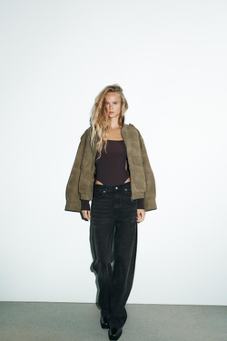 ZARA МЯГКОЕ БОДИ ИЗ ПОЛИАМИДА, ШОКОЛАДНЫЙ