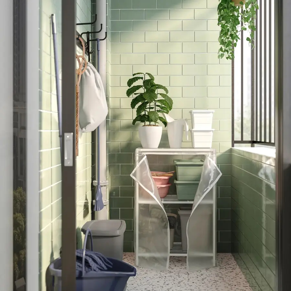 Стеллаж с чехлом - IKEA JOSTEIN, 61х41х90 см, белый, ЮСТЕЙН ИКЕА