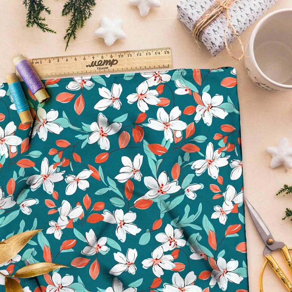 Ткань премиум Оксфорд 600D цветочный поток фантазий