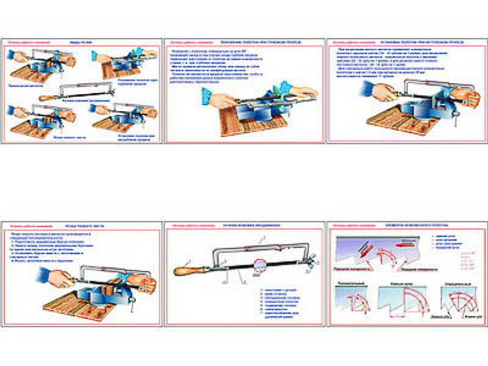 Плакаты ПРОФТЕХ &quot;Основы работы ножовкой&quot; (6 пл, винил, 70х100)