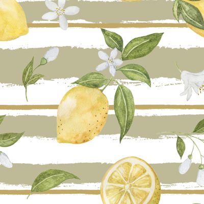 Лимонный узор на полосатом фоне